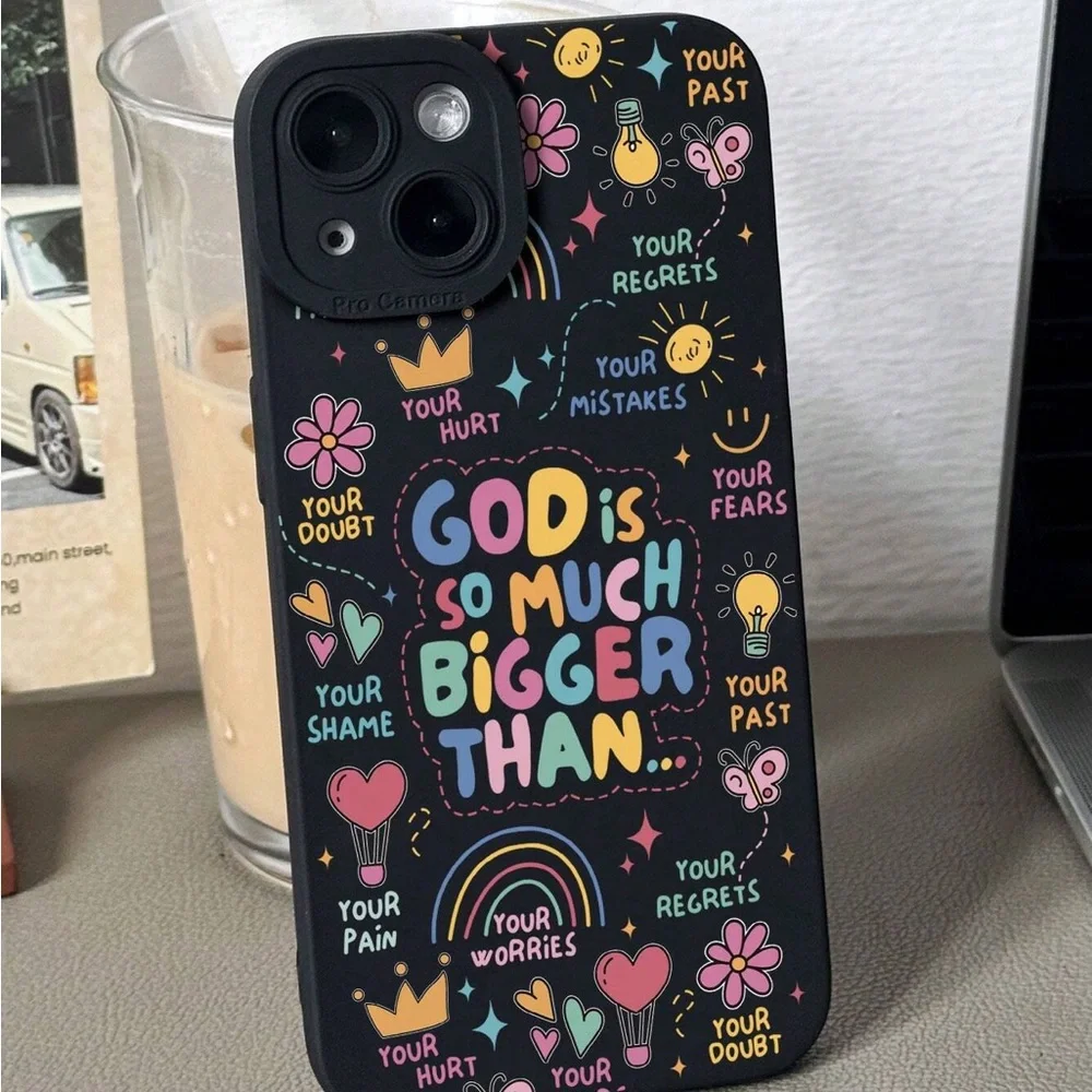 Inspirational Black Phone Case with Colorful Design